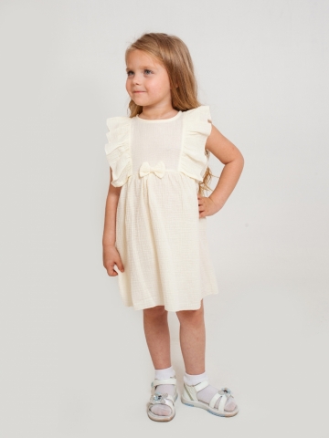 Купить 322-СЛ. Платье из муслина детское, хлопок 100% сливочный, р. 98,104,110,116 в Набережных Челнах