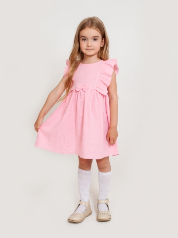 Купить 322-Р. Платье из муслина детское, хлопок 100% розовый, р. 98,104,110,116 в Набережных Челнах