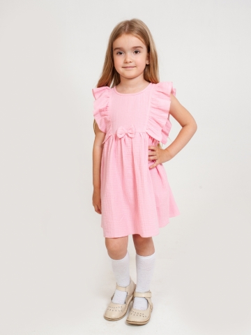 Купить 322-Р. Платье из муслина детское, хлопок 100% розовый, р. 74,80,86,92 в Набережных Челнах