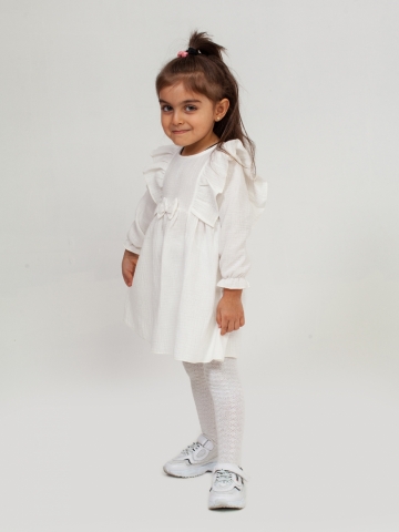 Купить 321-МО. Платье из муслина детское, хлопок 100% молочный, р. 98,104,110,116 в Набережных Челнах