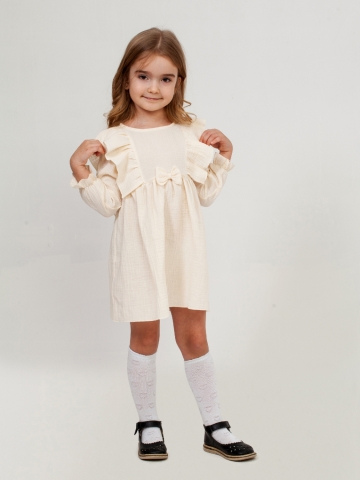 Купить 321-СЛ. Платье из муслина детское, хлопок 100% сливочный, р. 98,104,110,116 в Набережных Челнах