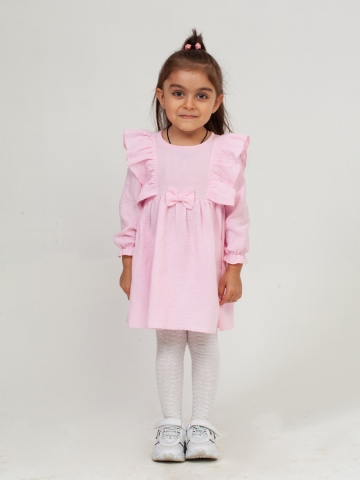 Купить 321-Р. Платье из муслина детское, хлопок 100% розовый, р. 98,104,110,116 в Набережных Челнах